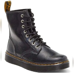 Dr. Martens Black Combat Boots with Yellow Stitching